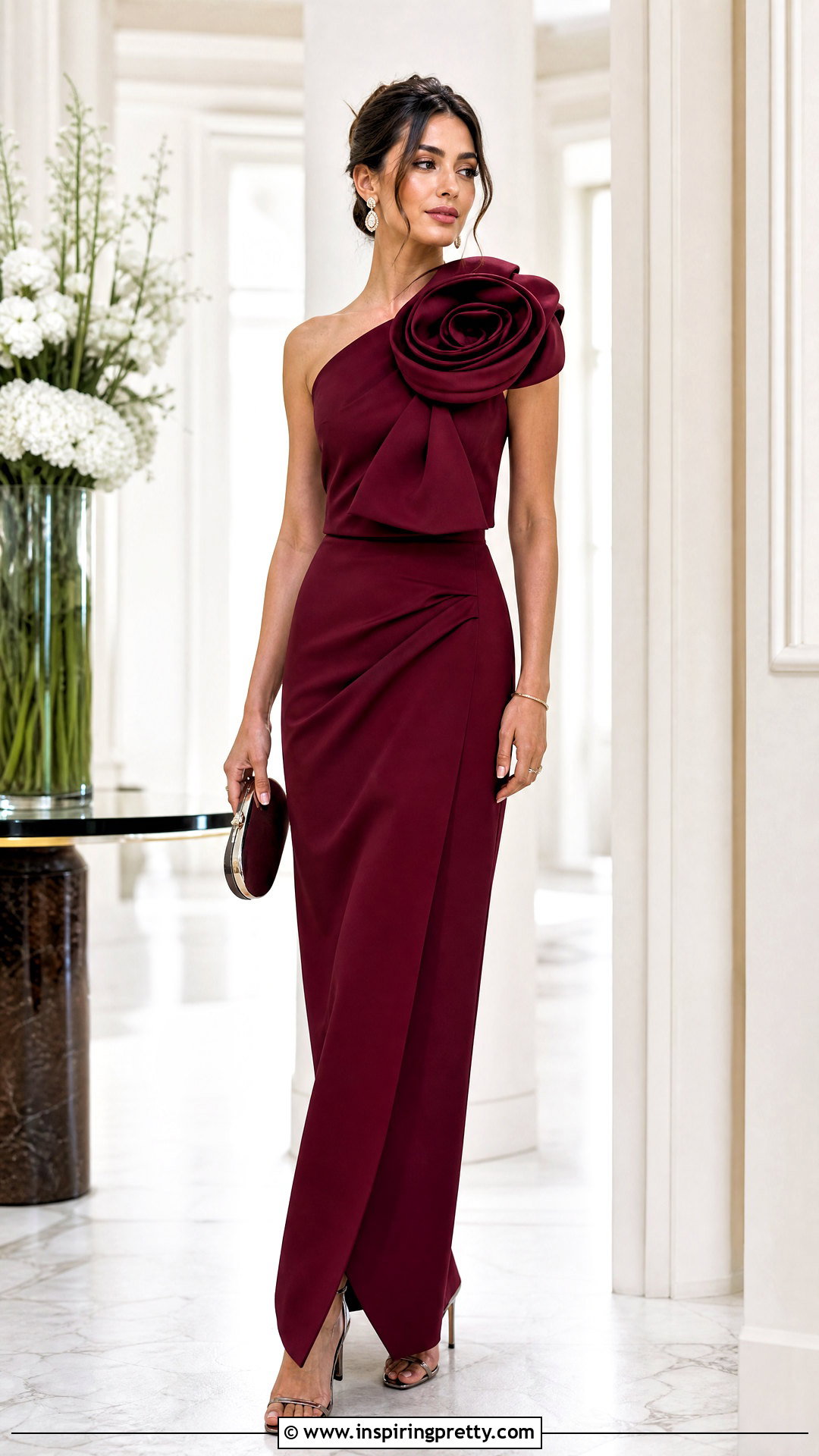 Rosette Top With Tailored Maxi Skirt - 50 beautiful top designs