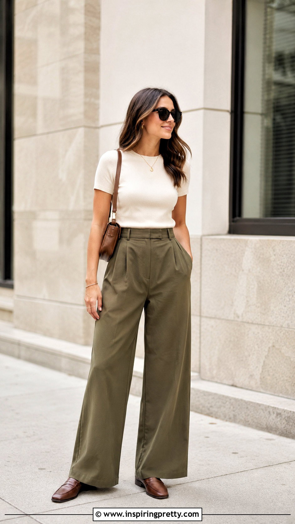 Round Neck Top With Wide Leg Pants - 50 top neck designs
