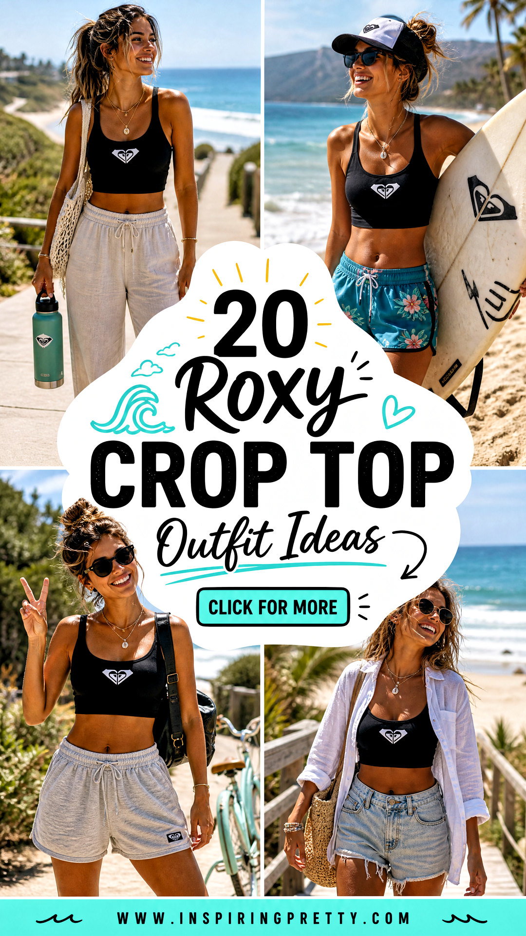 20 Roxy Crop Top Outfit Ideas for Fresh Sporty Summer Style - 20 Roxy Crop Top Outfit Ideas for Fresh Sporty Summer Style