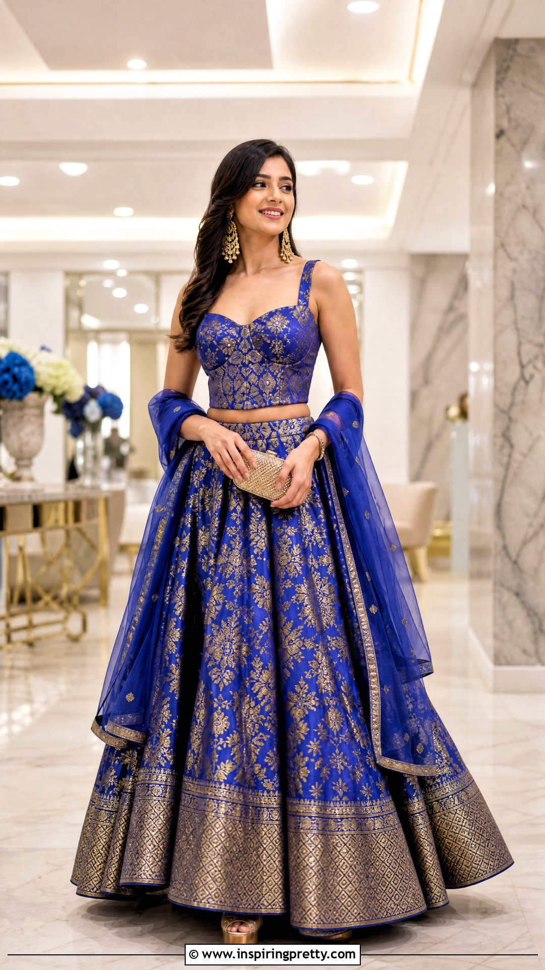 Royal Blue Banarasi Skirt With Corset Top - 50 banarasi skirt and top outfit ideas