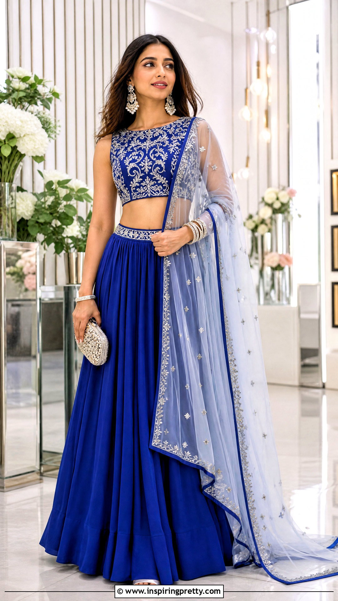 Royal Blue Crop Top Lehenga - 50 Modern Lehenga Designs Crop Tops outfit ideas