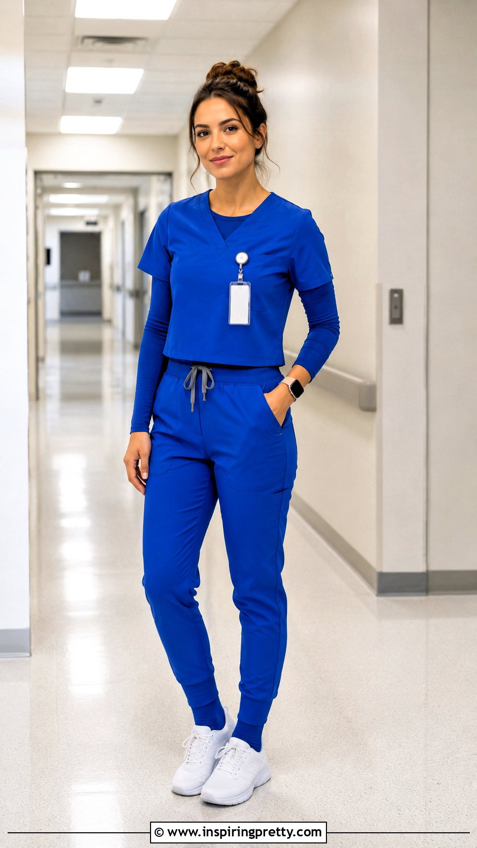 Royal Blue Crop Top Scrubs With Tapered Pants - 25 crop top scrubs
