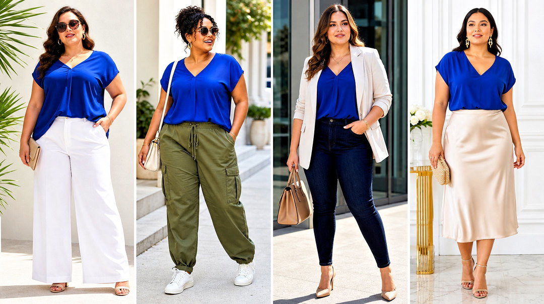 20 Royal Blue Plus Size Tops Outfit Ideas for Flattering Style
