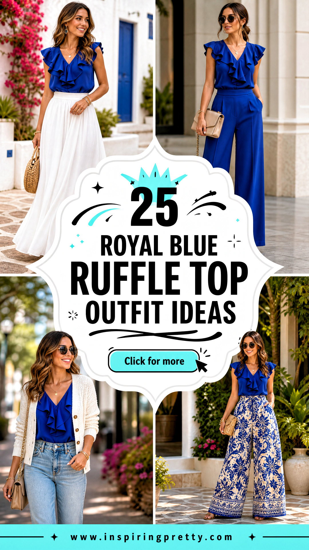 25 Royal Blue Ruffle Top Outfit Ideas for Elegant Party Looks - 25 Royal Blue Ruffle Top Outfit Ideas for Elegant Party Looks