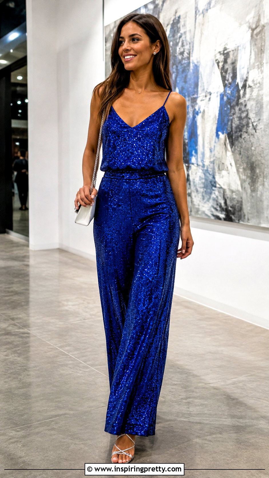 Royal Blue Sequin Pants And Tank Top Set - 25 Sequin Pants And Top Sets