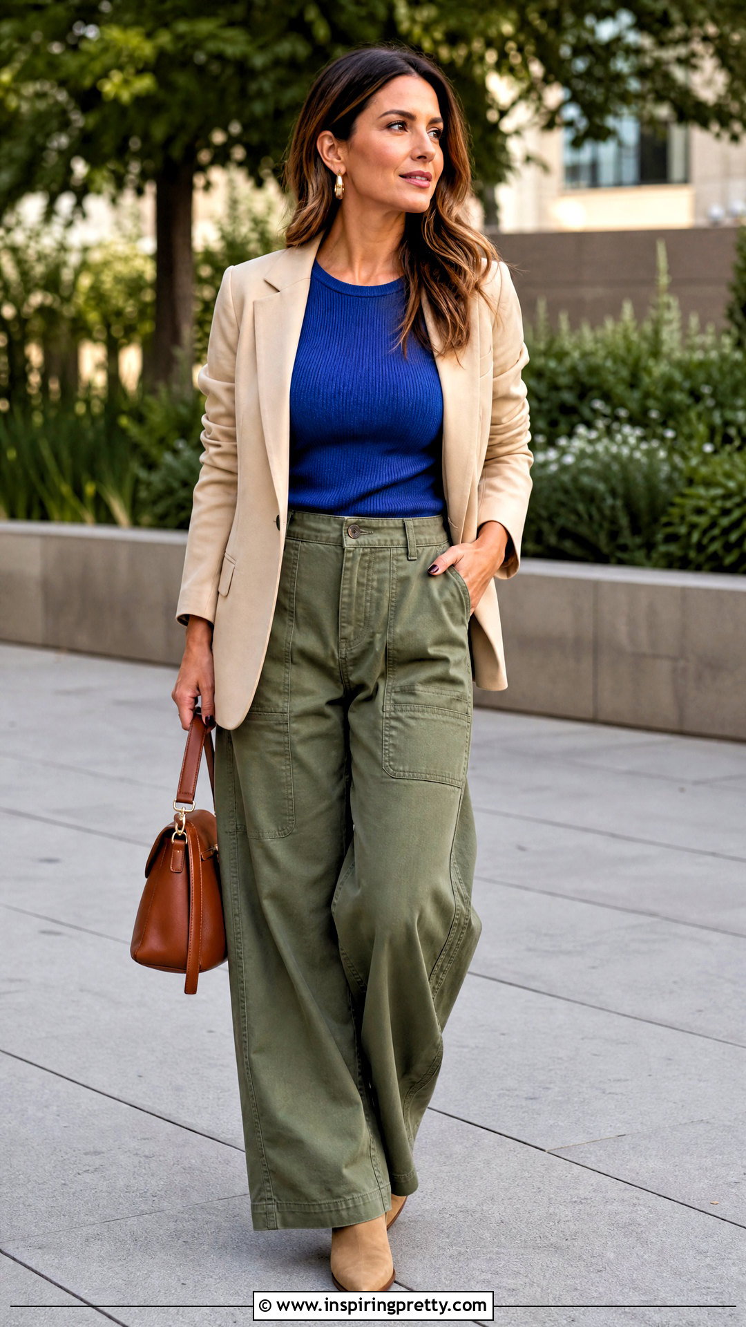 Royal Blue Top With Olive Pants - 50 royal blue top outfit ideas