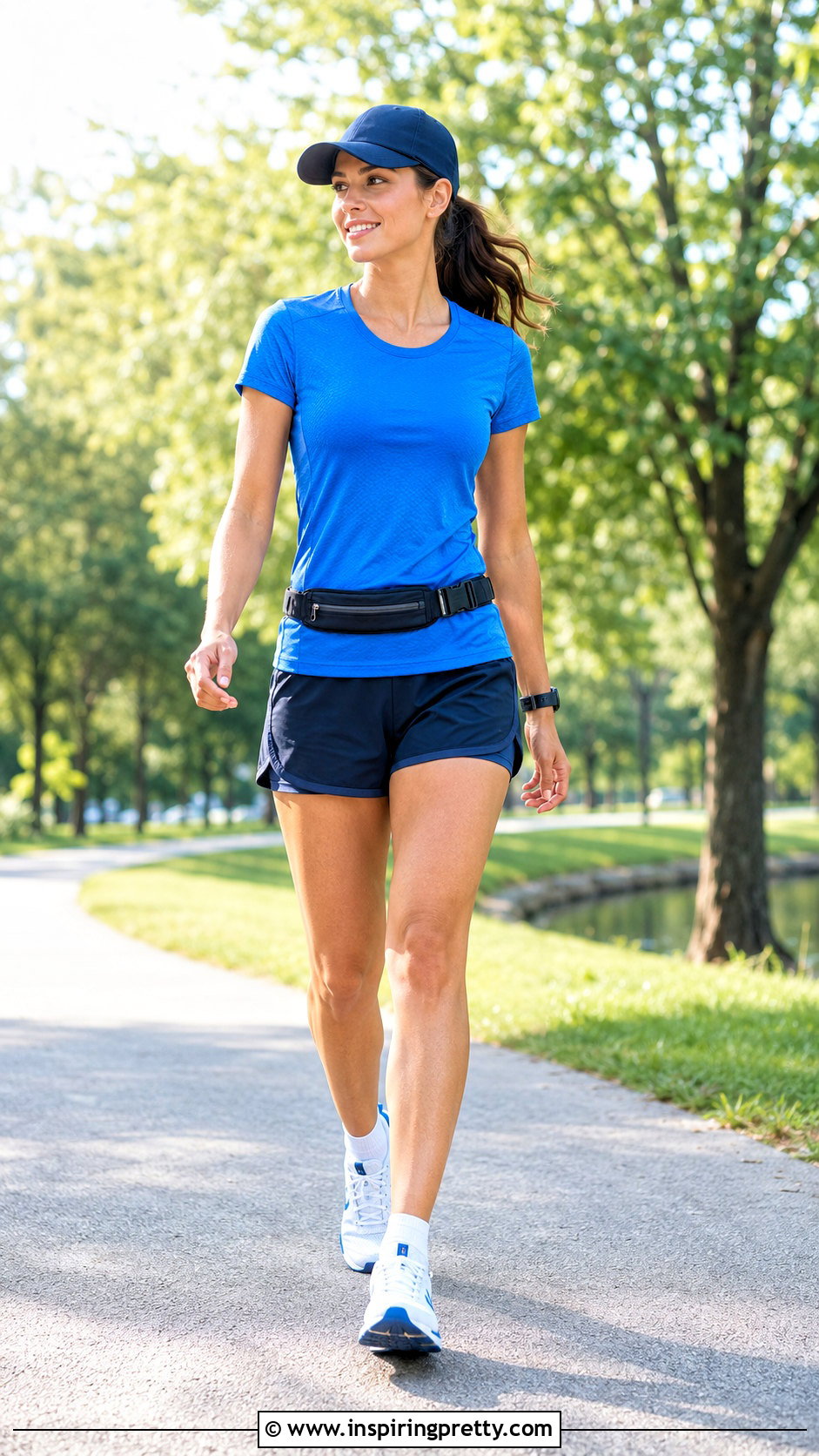 Royal Blue Workout Top With Navy Running Shorts - 20 royal blue workout top outfit ideas