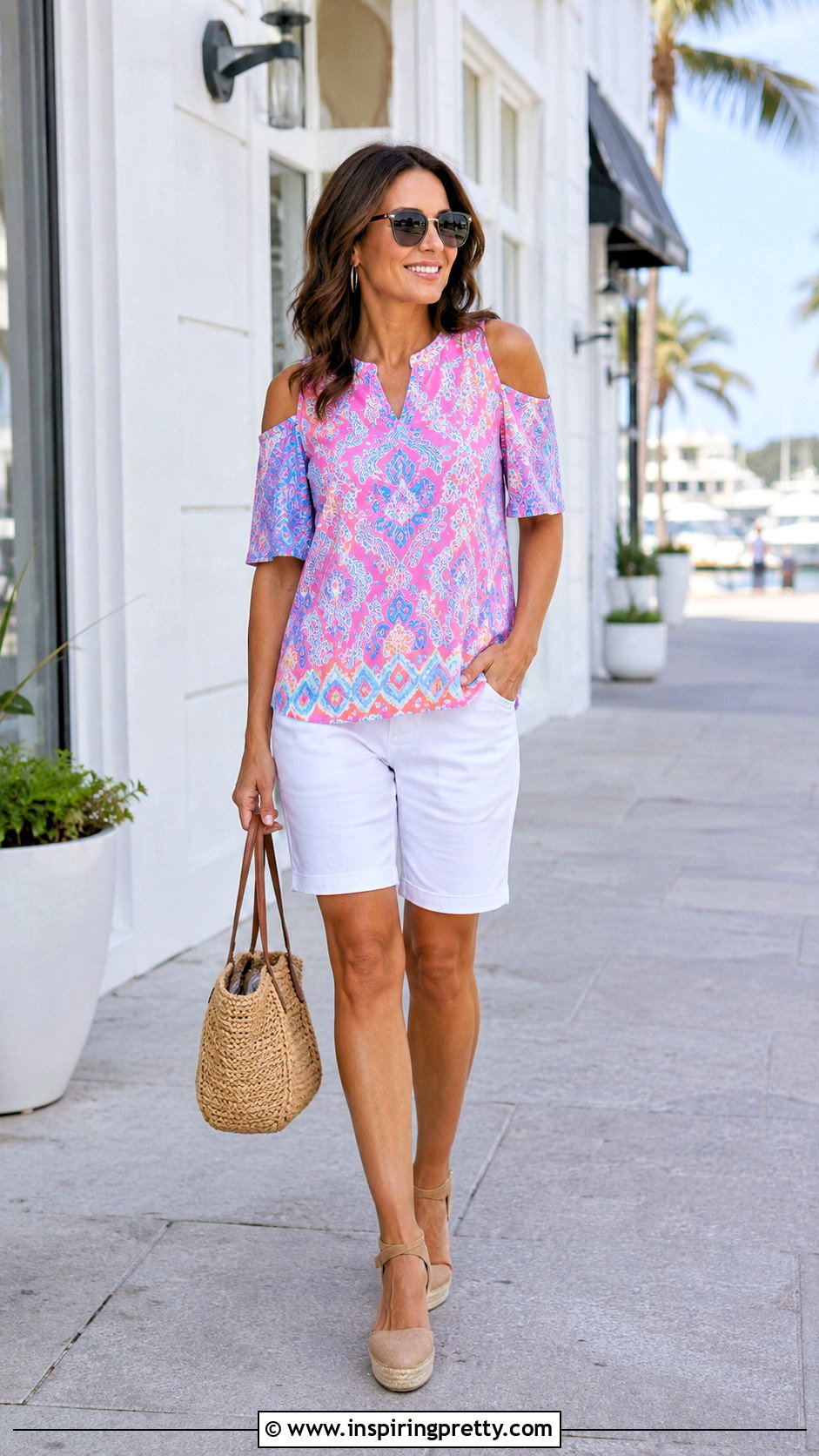 Roz And Ali Cold Shoulder Top With Bermuda Shorts - 20 roz and ali cold shoulder top outfit ideas