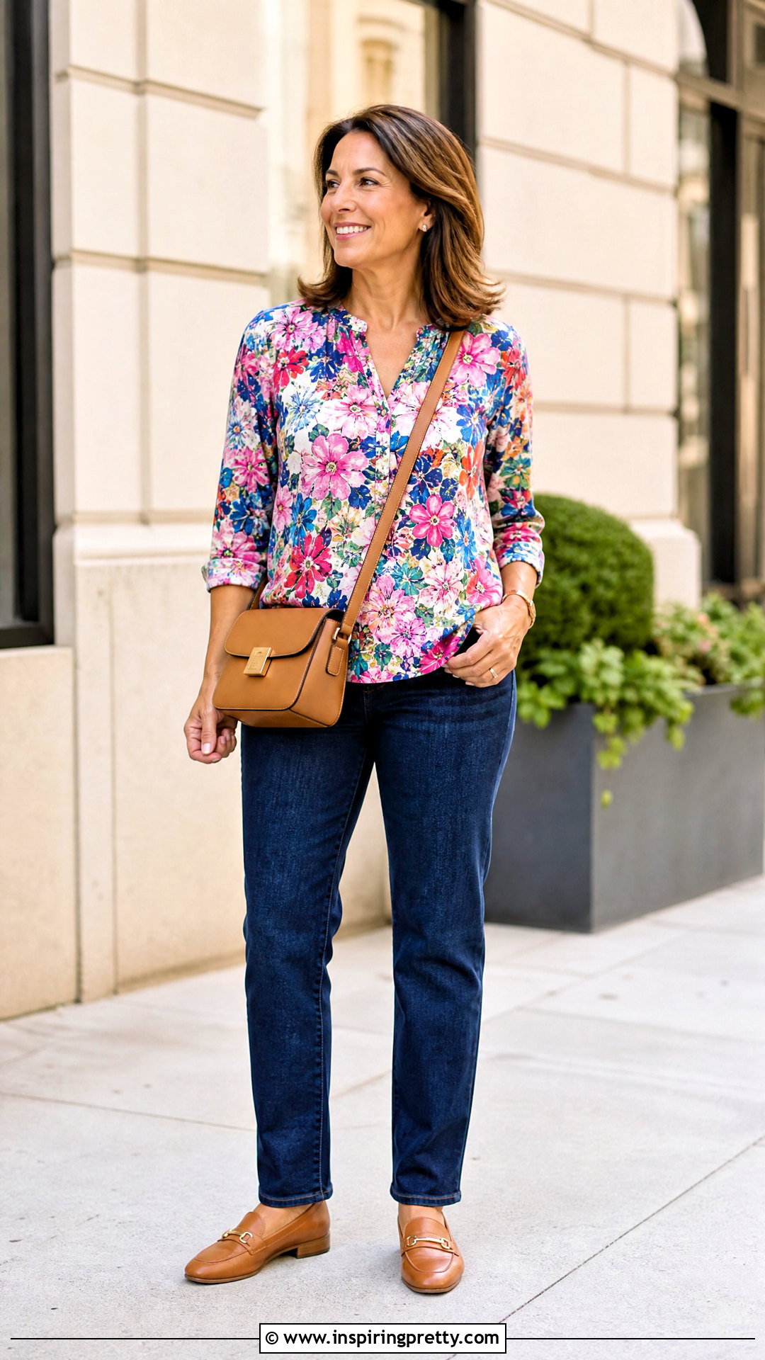 Roz And Ali Floral Top With Straight Leg Jeans - 20 roz and ali tops for women