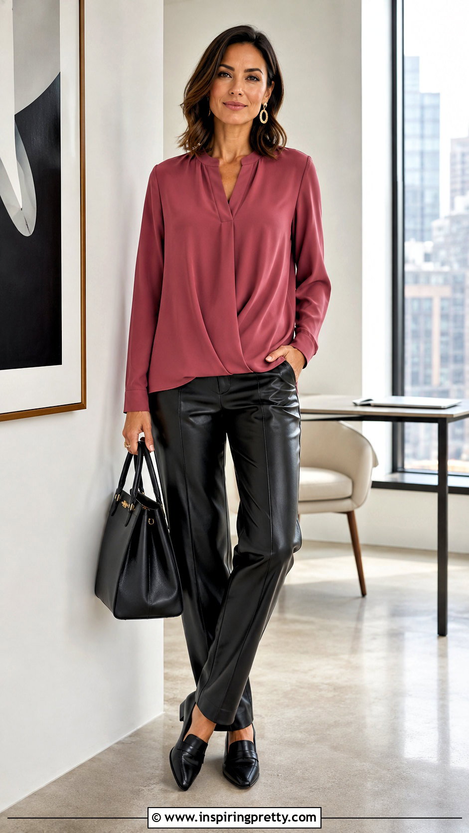 Roz And Ali Long Sleeve Blouse With Faux Leather Pants - 20 roz and ali tops for women