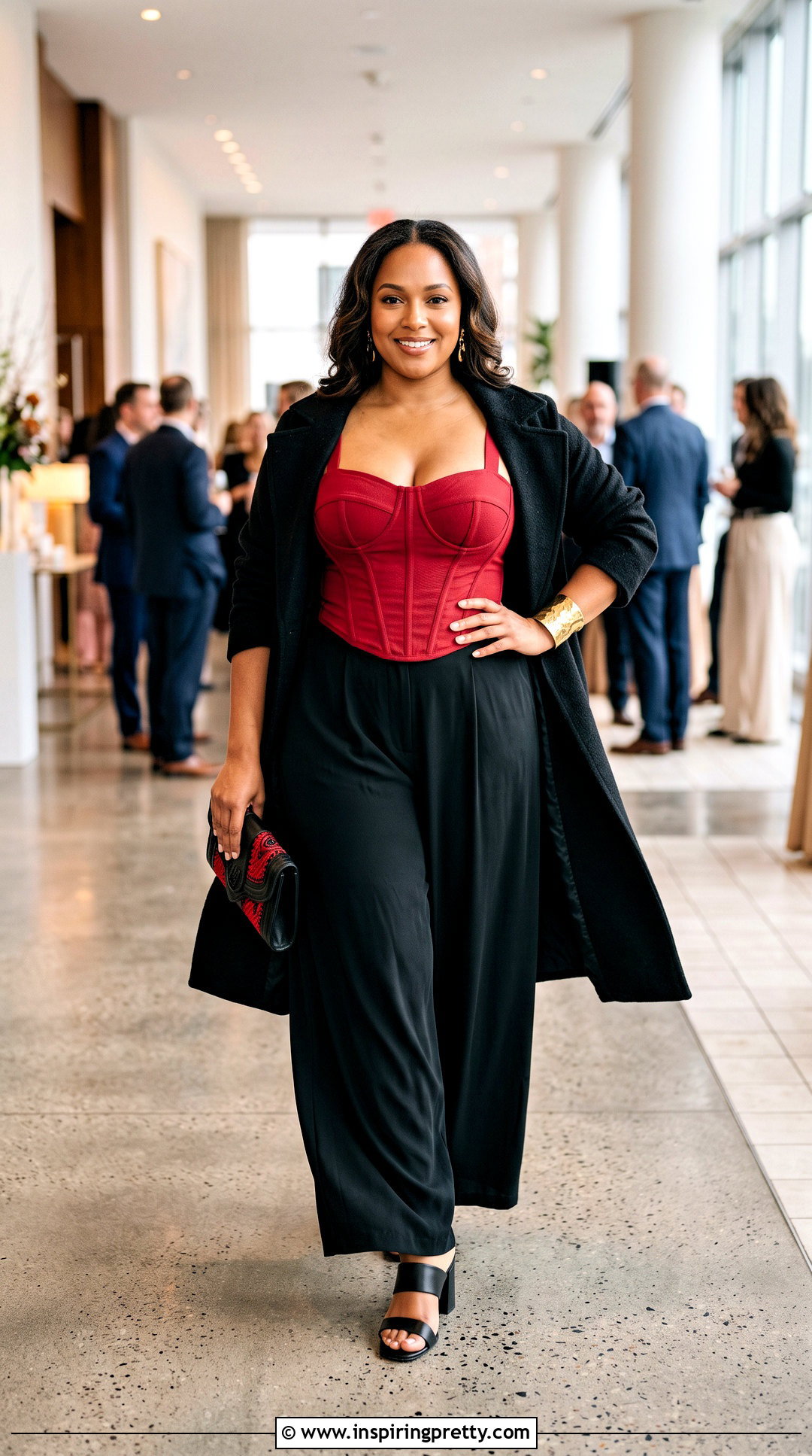 Ruby Corset Top With Black Palazzo Pants - 20 valentines corset tops