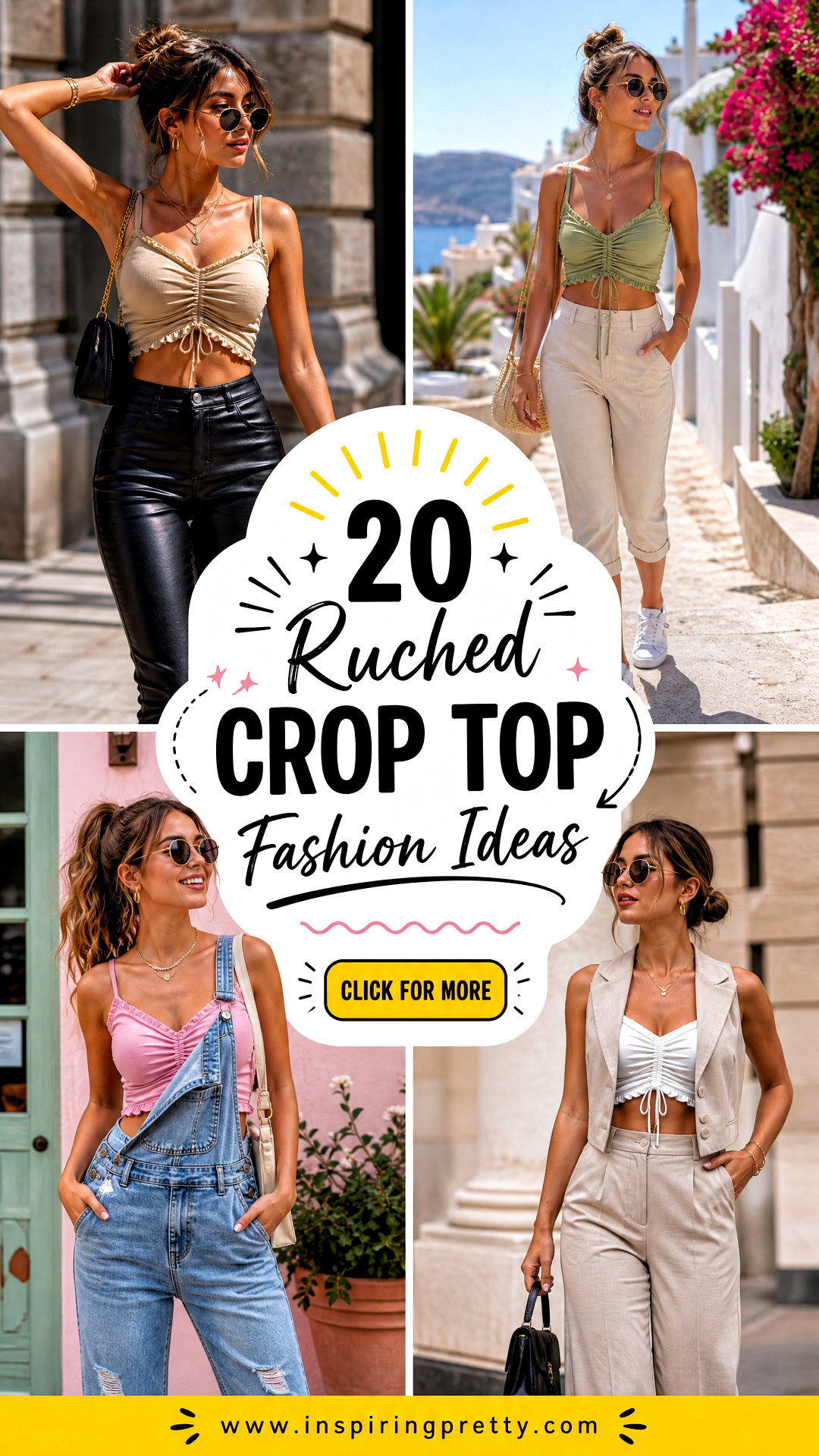 20 Ruched Crop Top Fashion Ideas for Trendy Summer Looks - 20 Ruched Crop Top Fashion Ideas for Trendy Summer Looks