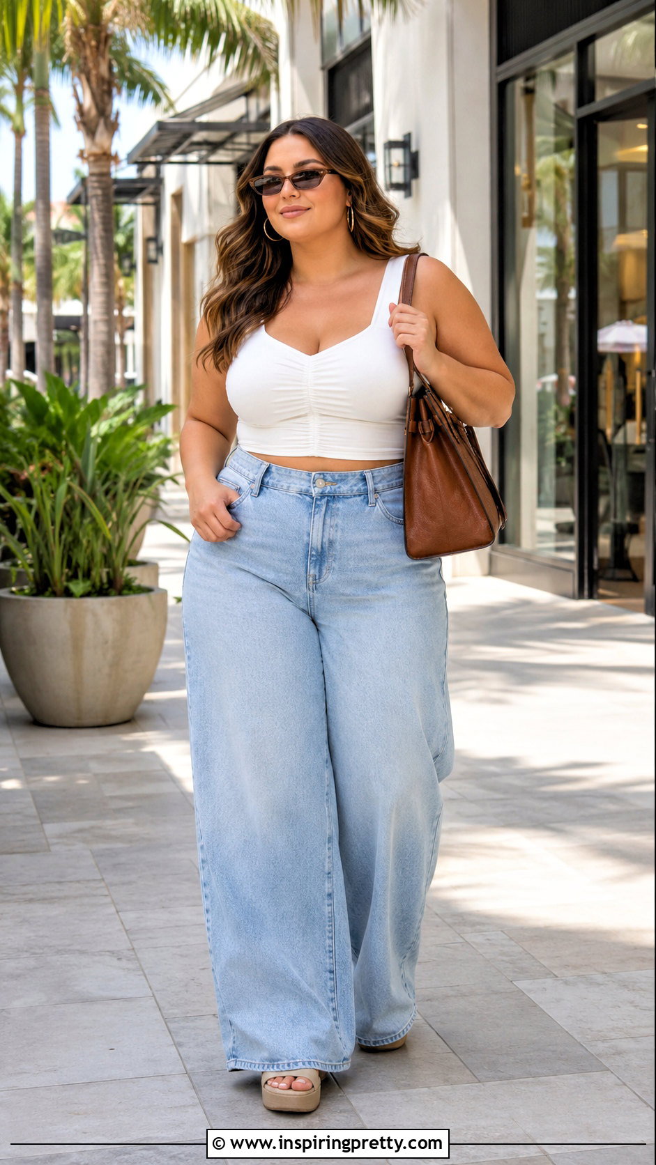 Ruched Crop Top With Wide Leg Jeans - 20 Ruched Crop Top Fashion ideas