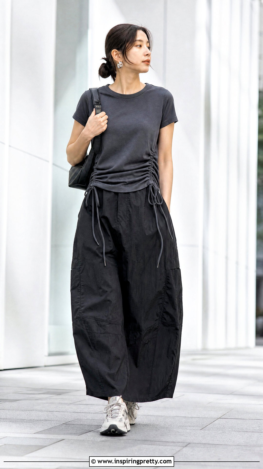 Ruched Drawstring Top And Parachute Skirt Outfit - 20 subversive diy top outfit ideas