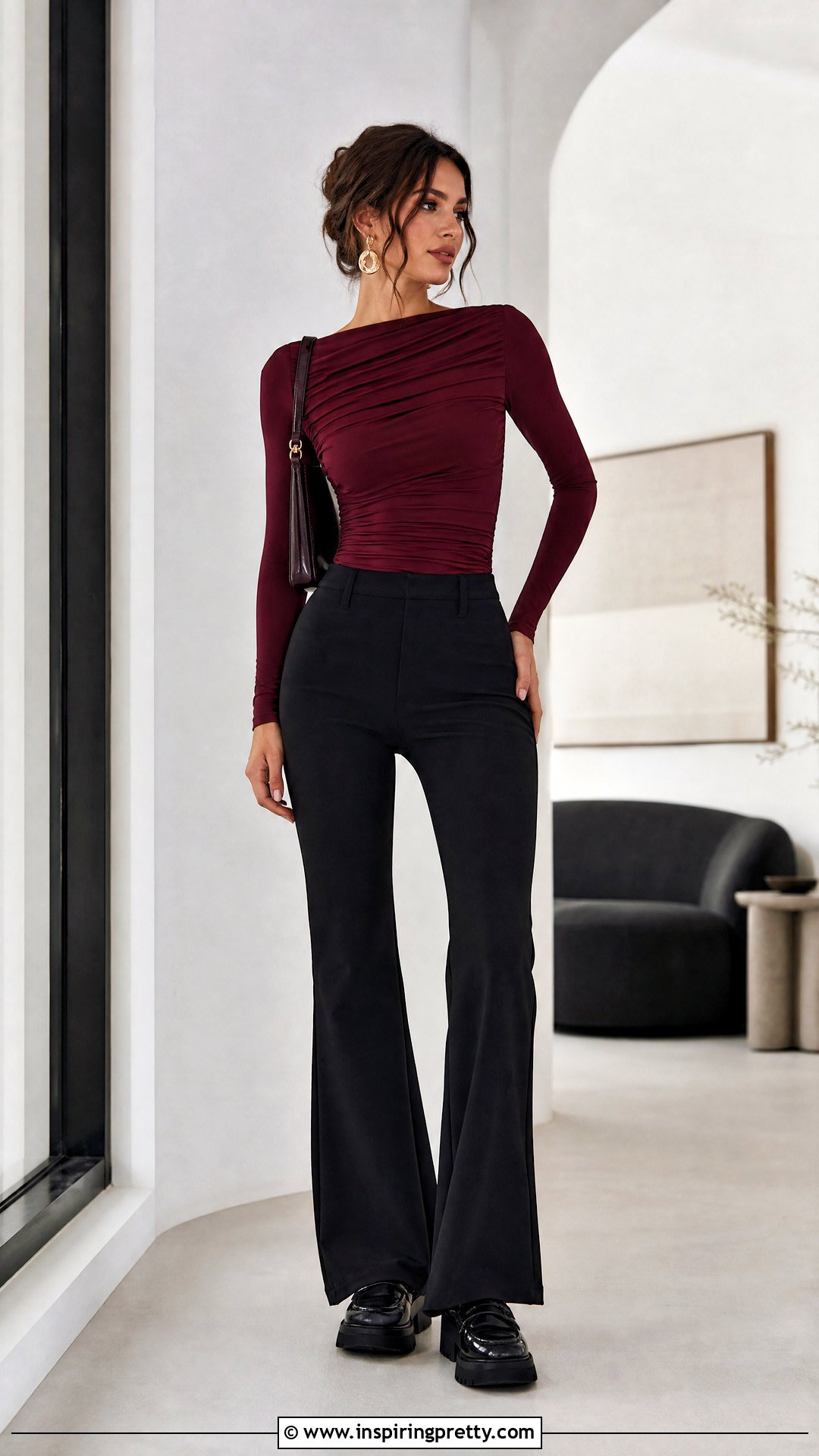 Ruched Jersey Top With Flared Pants - 50 latest tops for women