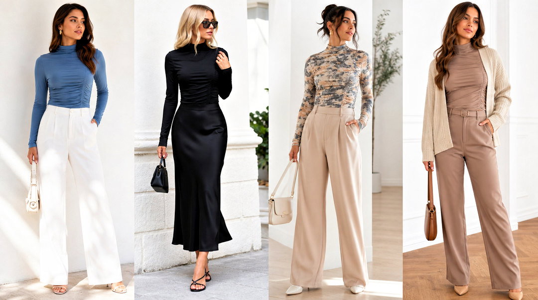 25 Ruched Mock Neck Top Outfit Ideas for Sleek Fall Style
