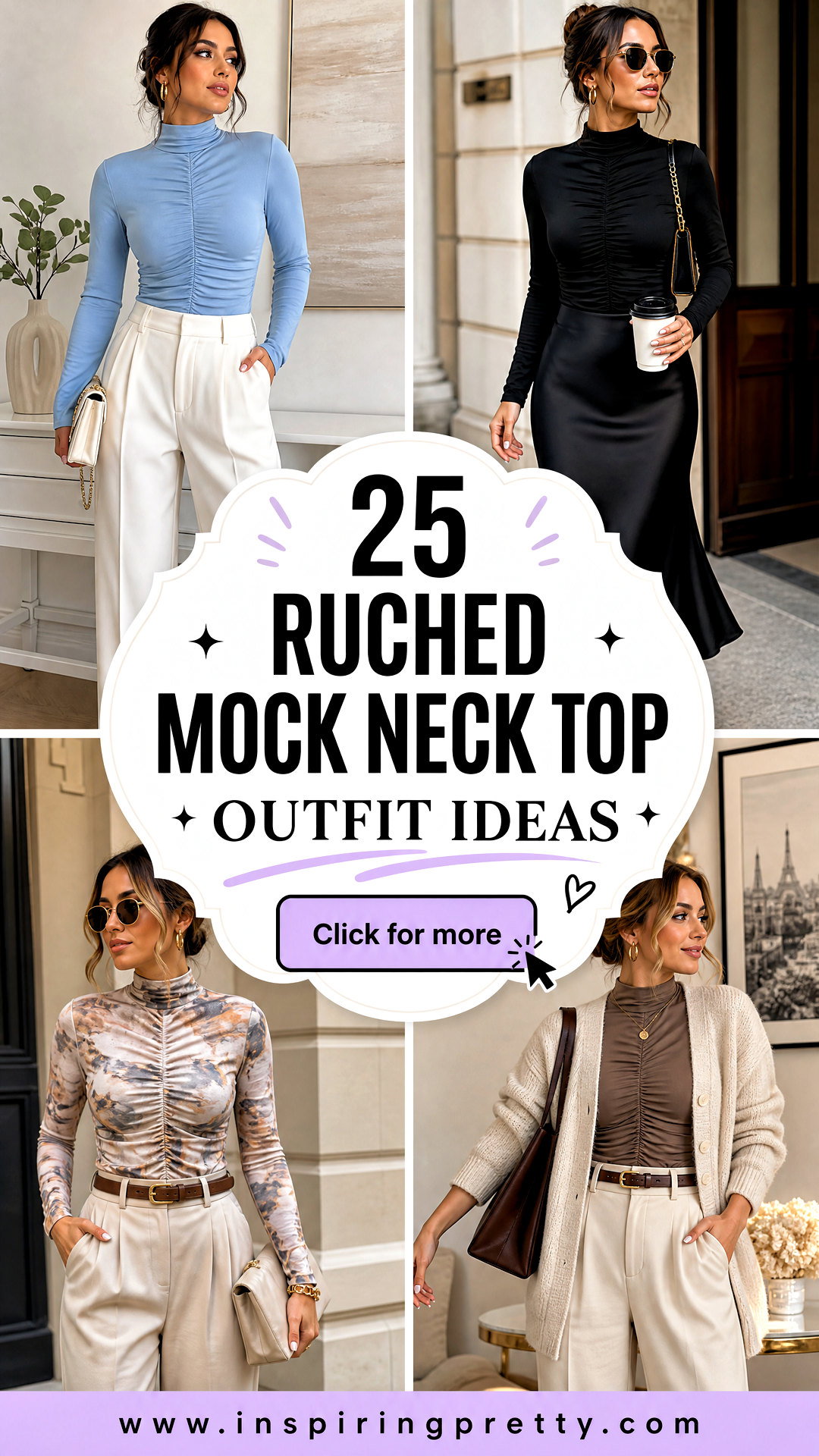 25 Ruched Mock Neck Top Outfit Ideas for Sleek Fall Style - 25 Ruched Mock Neck Top Outfit Ideas for Sleek Fall Style