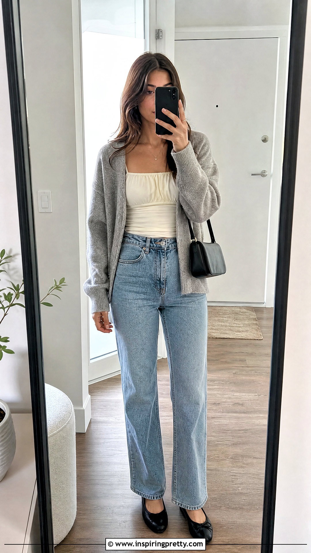 Ruched Top With Cardigan And Jeans - 50 ruched top outfit ideas