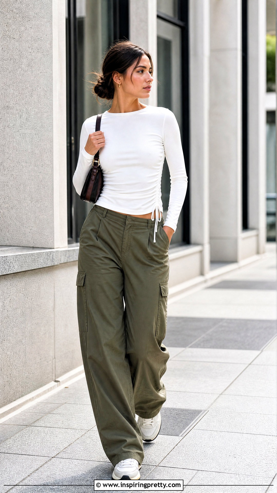 Ruched Top With Cargo Pants - 50 top designs latest ideas