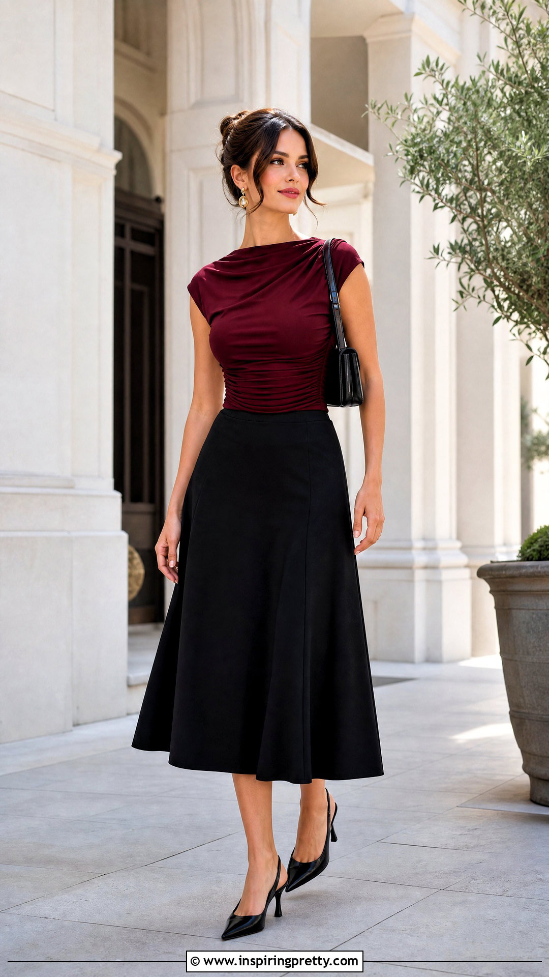 Ruched Top With Midi Skirt - 50 trending tops for women