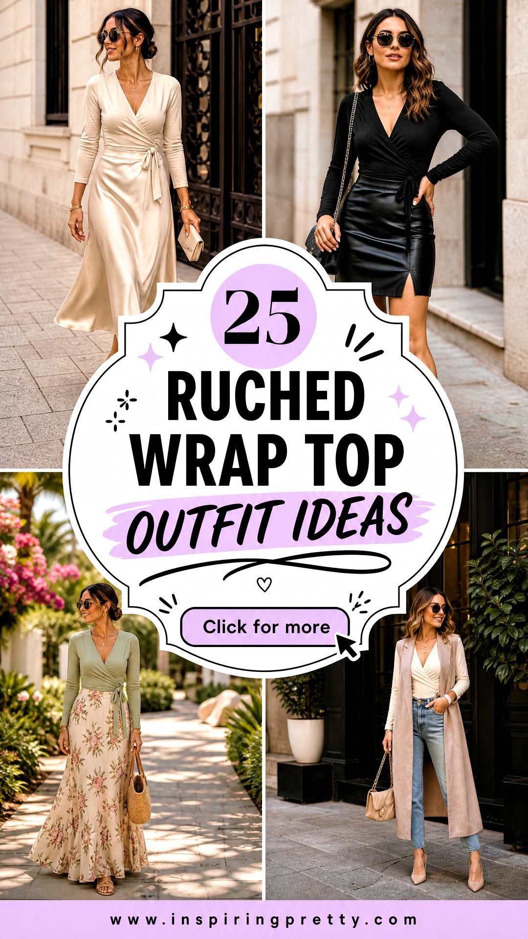 25 Ruched Wrap Top Outfit Ideas for Polished Day-to-Night Style - 25 Ruched Wrap Top Outfit Ideas for Polished Day-to-Night Style