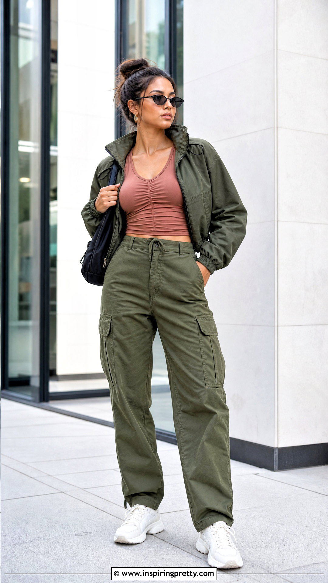 Ruched Yoga Top With Cargo Pants - 20 ruched yoga top outfit ideas