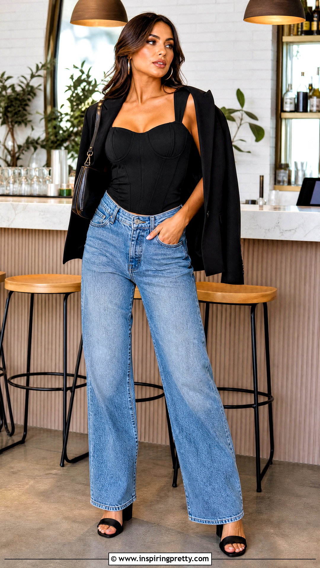 Rue Corset Top With Relaxed Jeans - 20 rue 21 tops outfit ideas