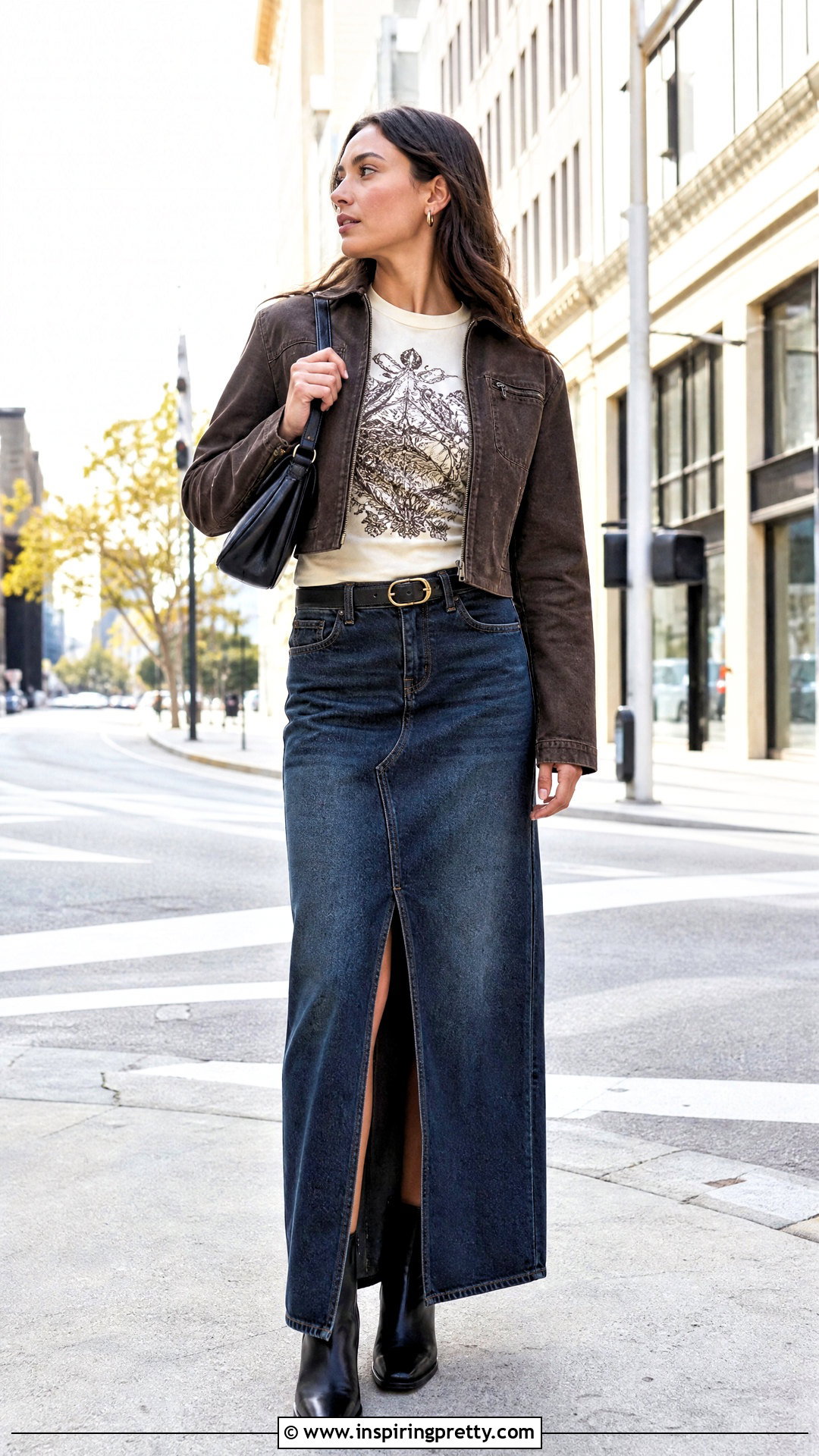 Rue Graphic Tee With Denim Maxi Skirt - 20 rue 21 tops outfit ideas