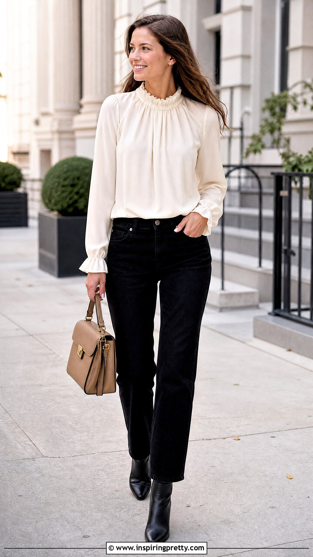 Ruffle Blouse With Black Jeans - 50 cute tops for women