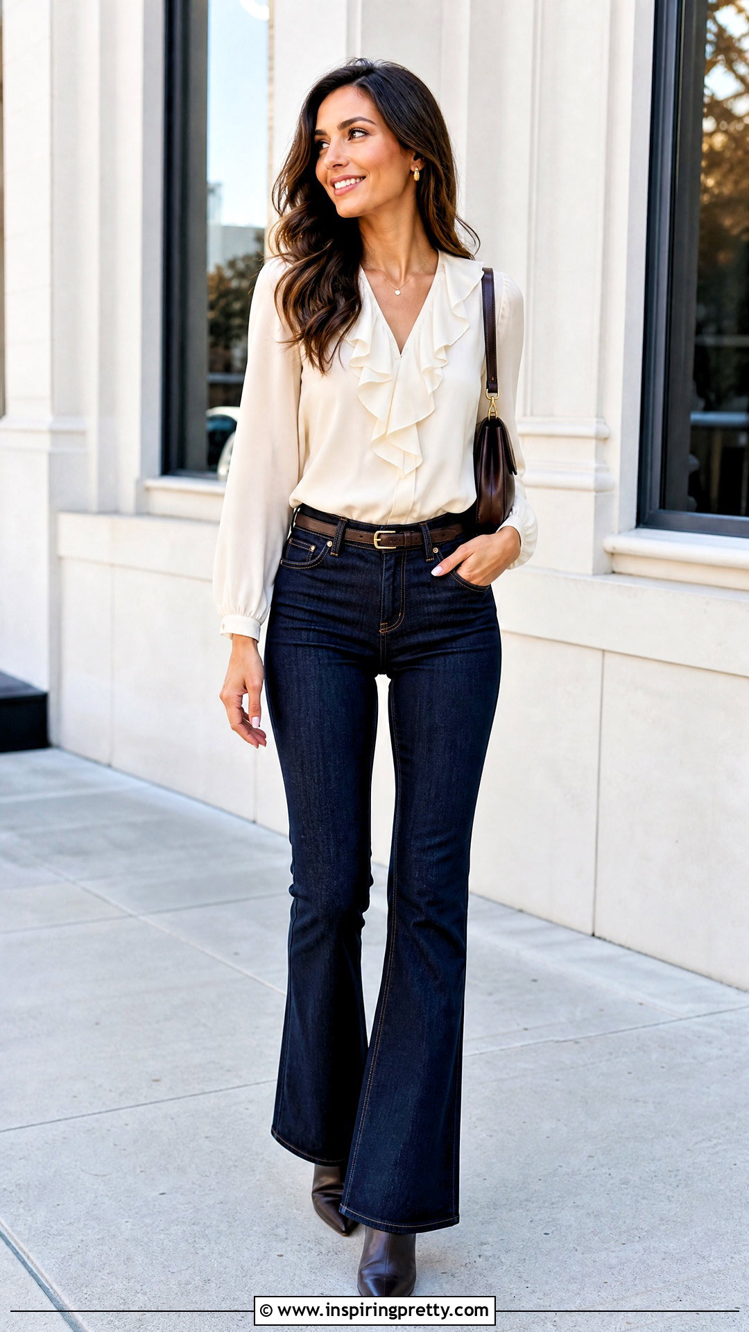 Ruffle Blouse With Bootcut Jeans - 50 trending tops for women