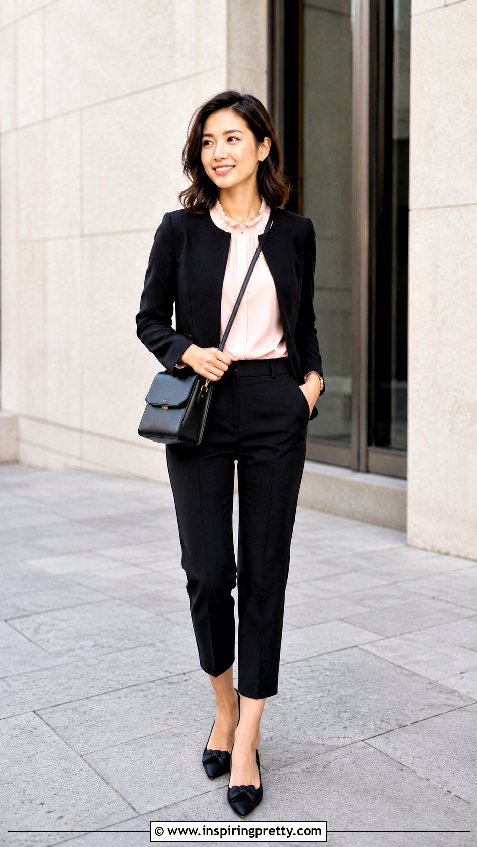 Ruffle Blouse With Cropped Trousers - 20 dressy tops for work outfit ideas