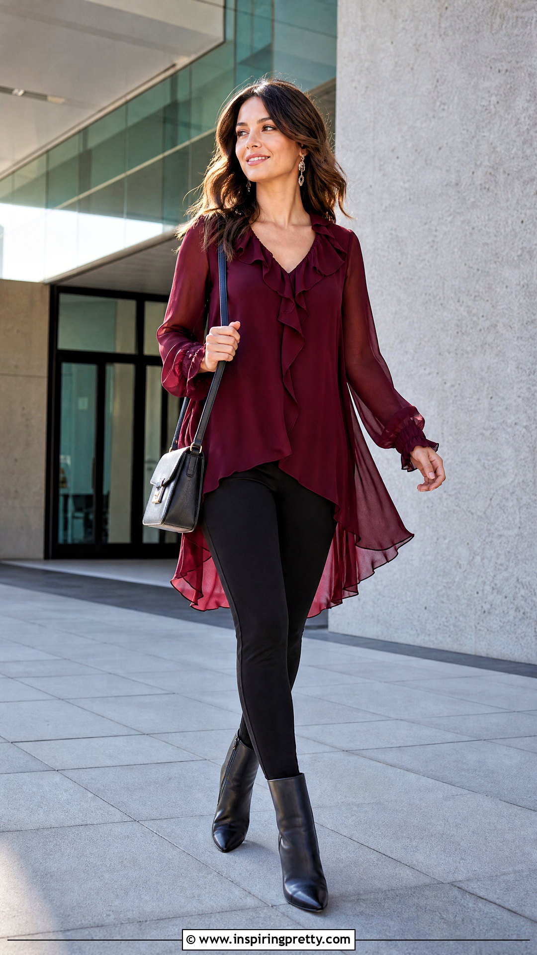 Ruffle Blouse With Leggings - 25 dressy top with leggings