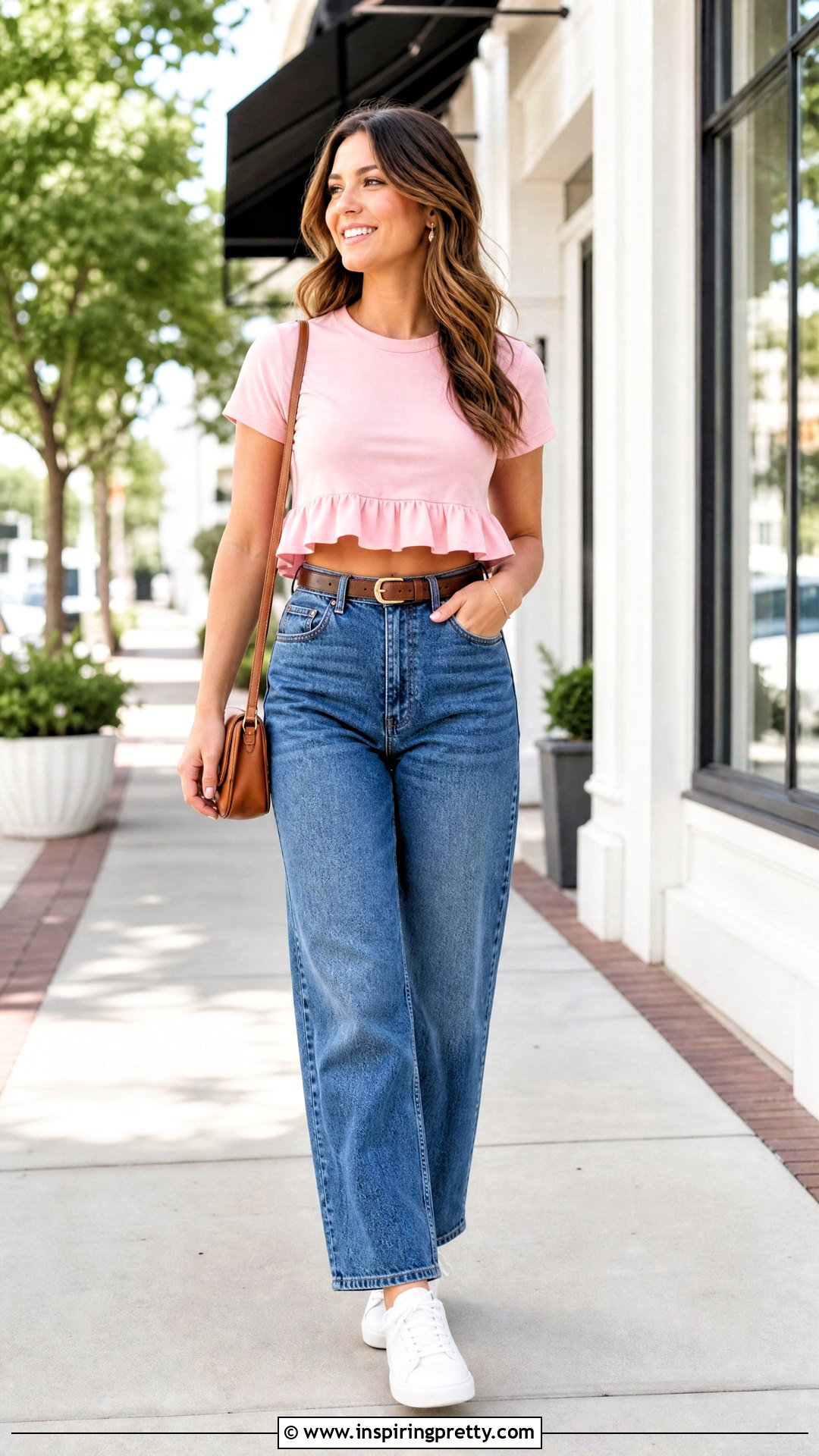 Ruffle Hem Crop Top With Straight Leg Jeans - 20 crop top from t shirt diy outfit ideas