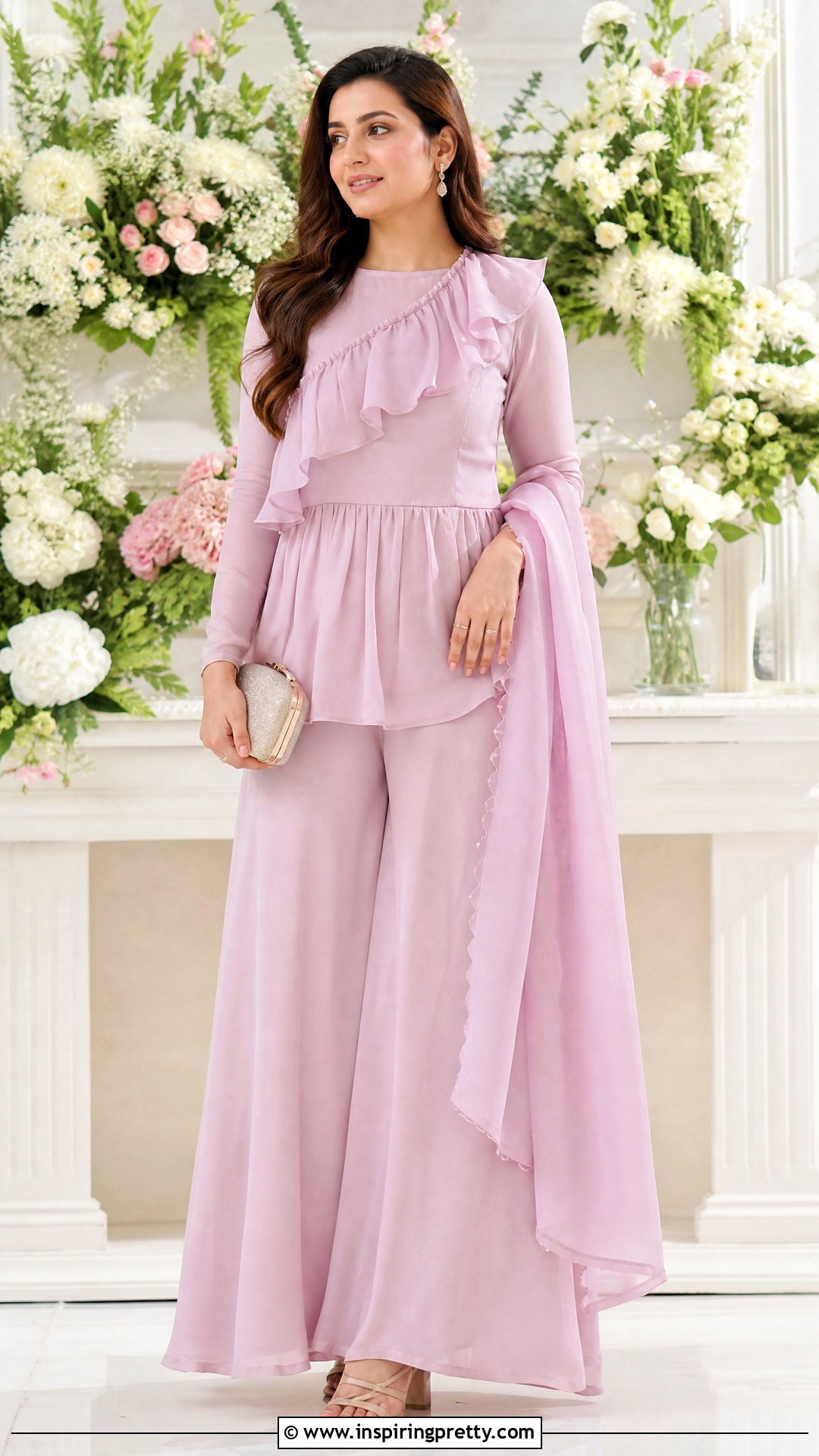 Ruffle Peplum Top With Sharara - 50 peplum top with sharara outfit ideas