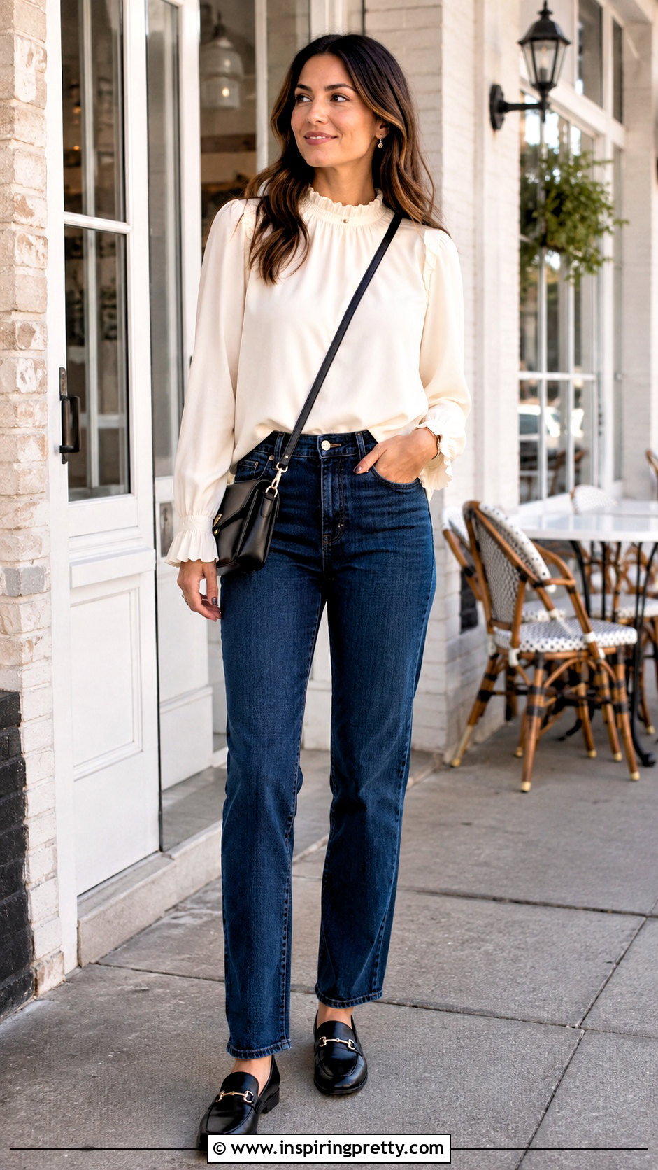 Ruffle Top With Dark Wash Jeans - 50 different tops style names