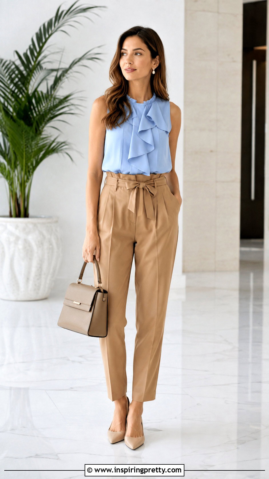 Ruffle Top With Paperbag Waist Pants - what to wear with ruffle top (25 ways)