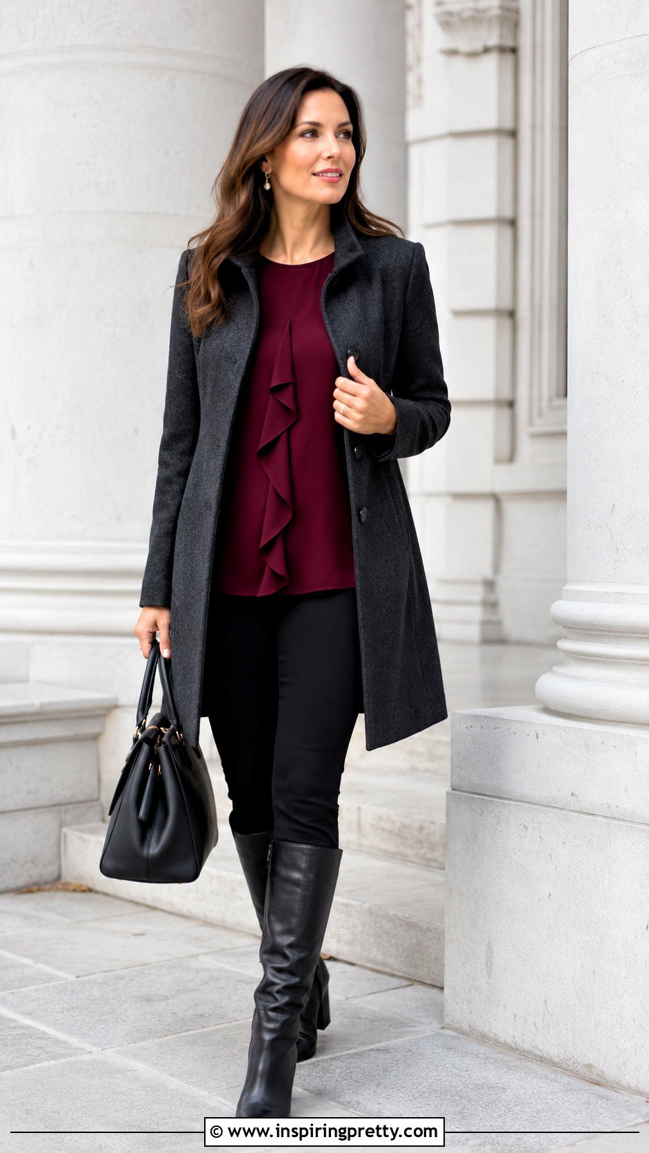 Ruffle Tunic Top With Knee High Boots - 25 ruffle tunic top outfit ideas