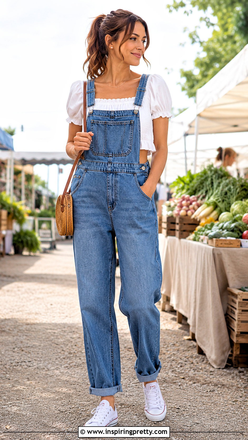 Ruffled Crop Top Under Denim Overalls - 20 ruffled crop top fashion ideas