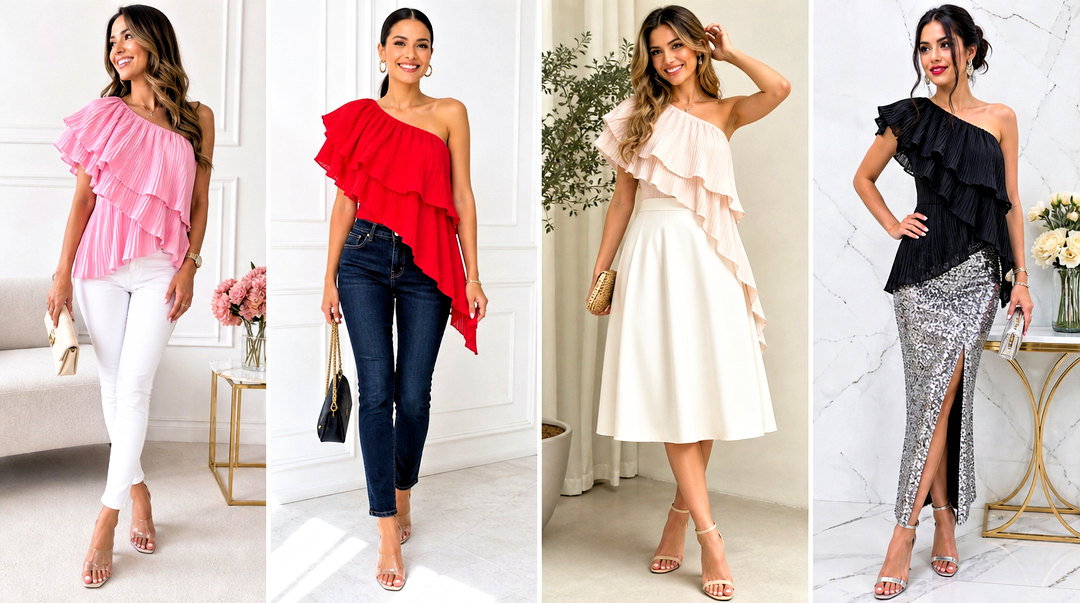 20 Ruffled Pleated Asymmetric Top Outfit Ideas for Events