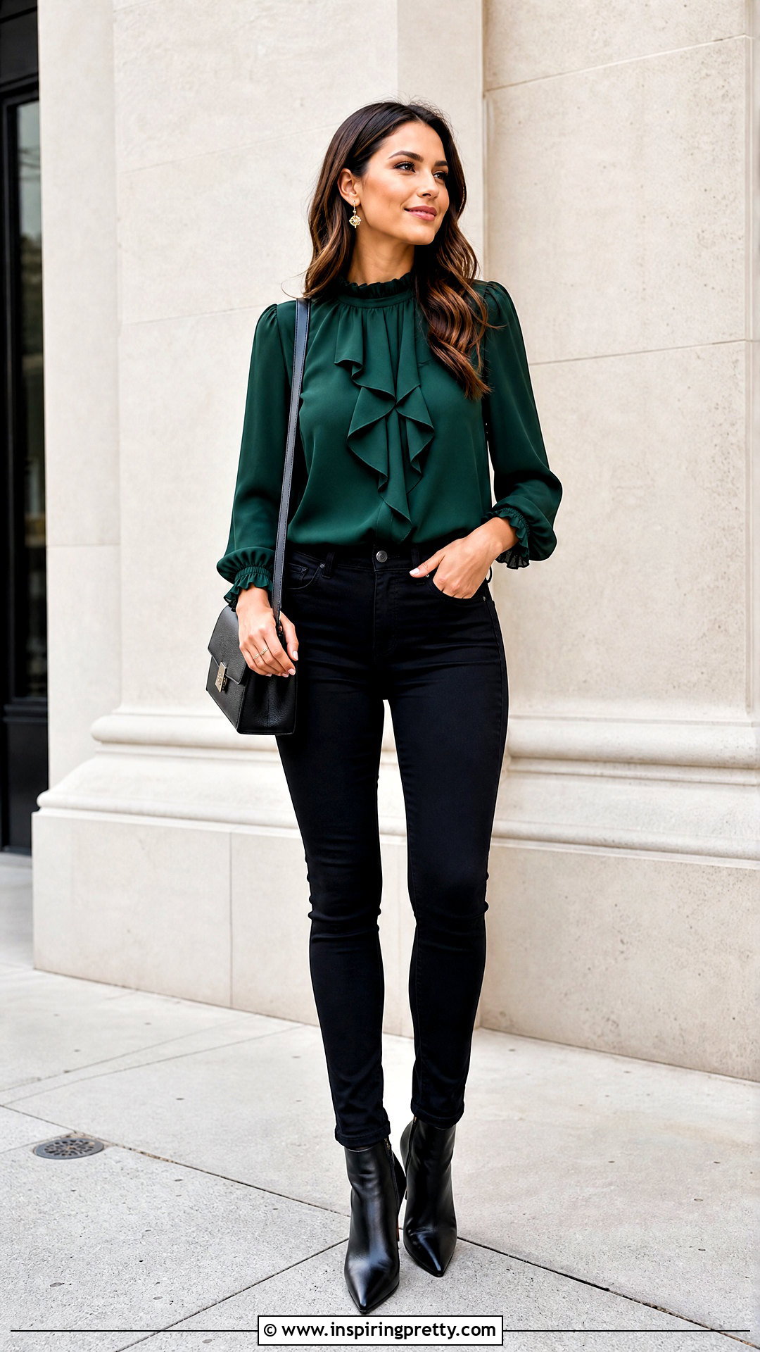 Ruffled Top With Black Skinny Jeans - 50 Ruffled Top outfit ideas