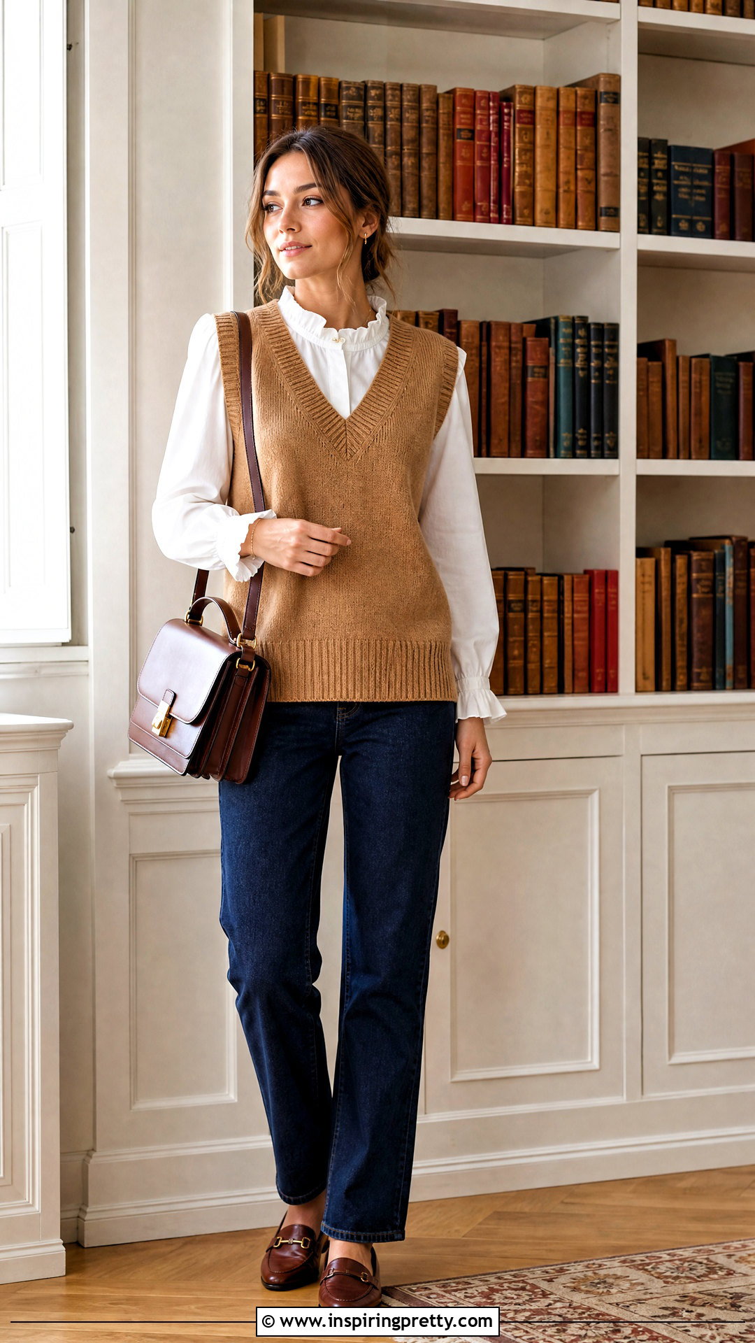 Ruffled Top With Knit Vest - 50 Ruffled Top outfit ideas
