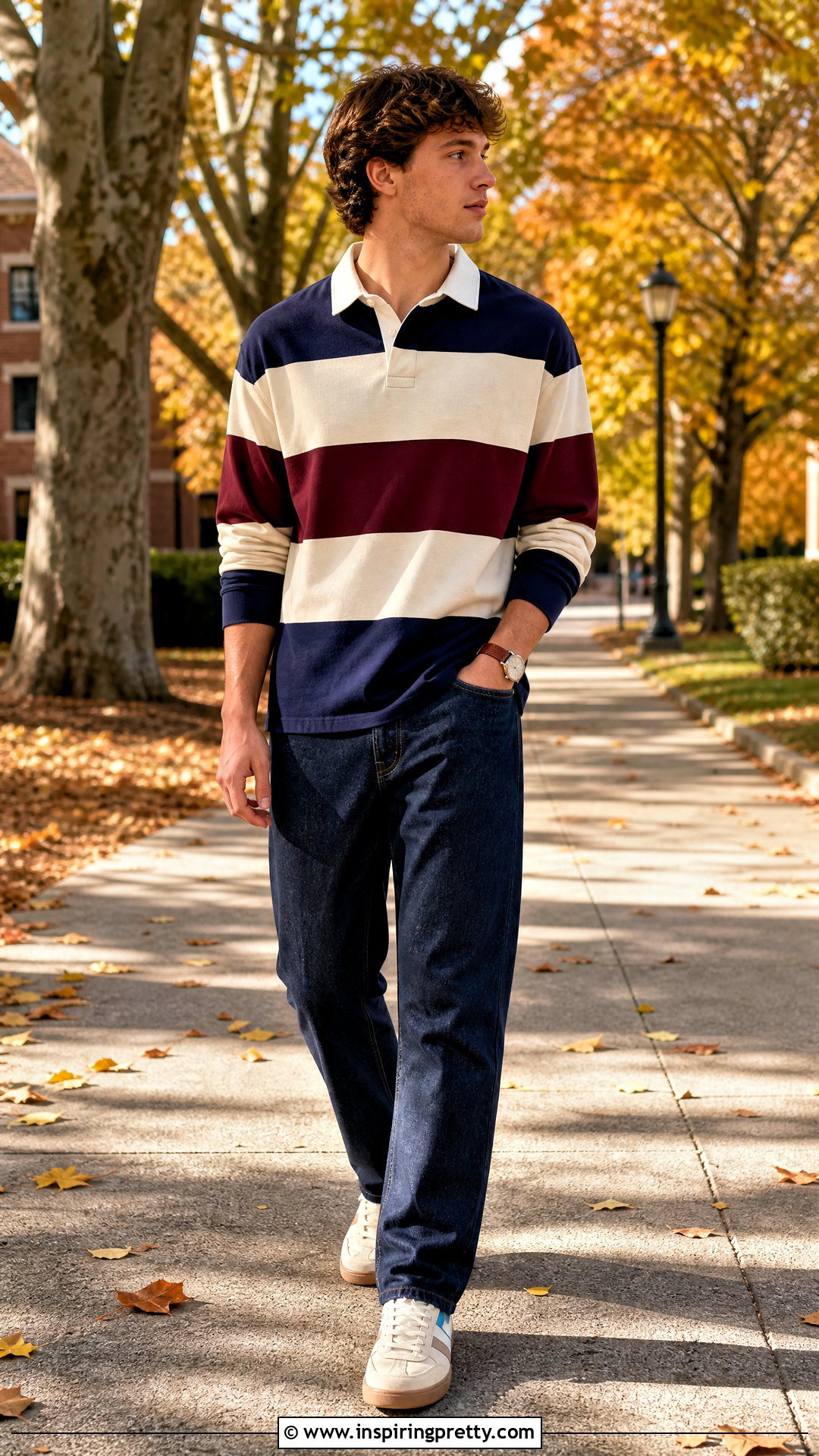 Rugby Shirt With Straight Jeans - 50 mens tops outfit ideas