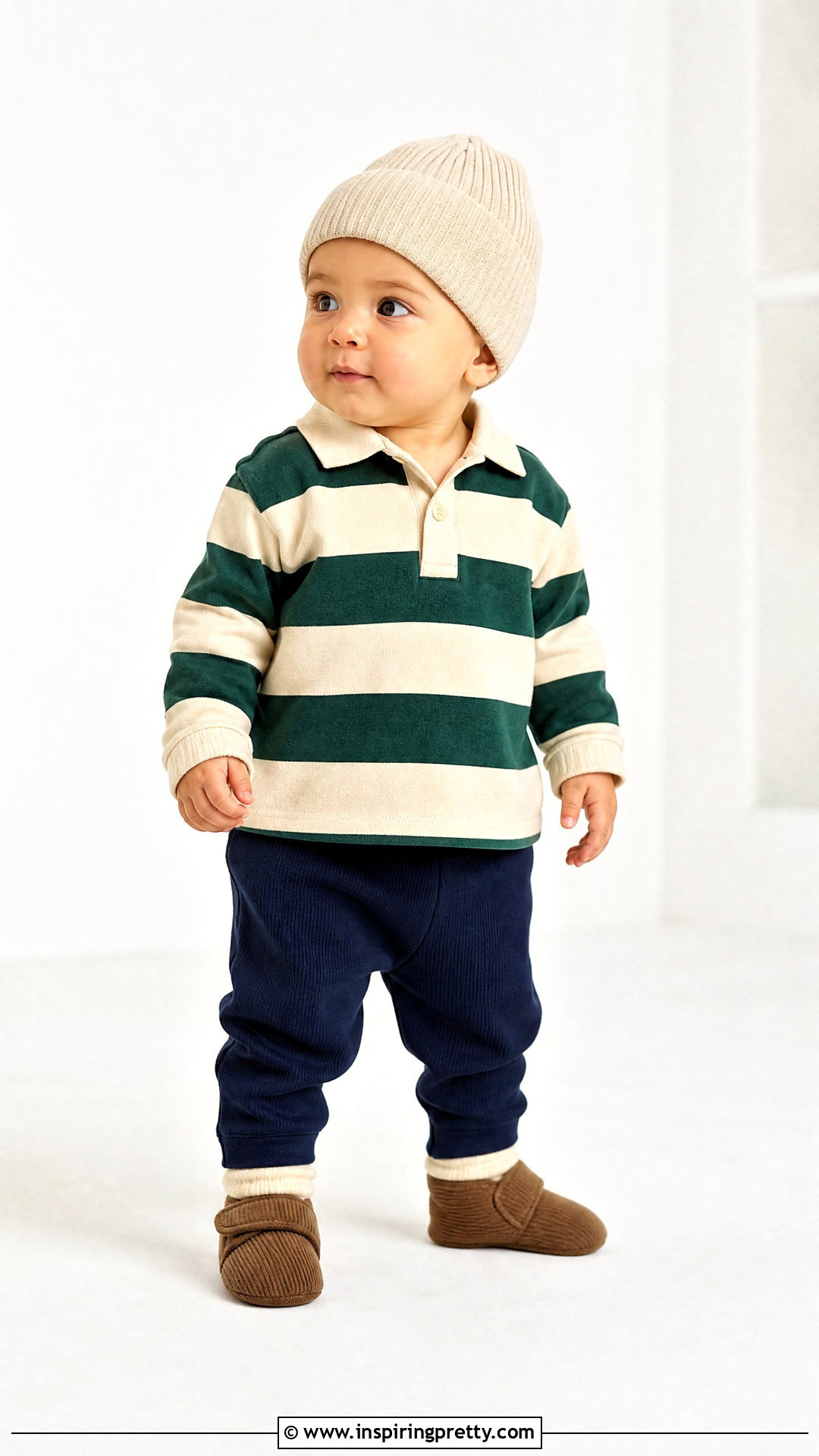 Rugby Stripe Baby Top With Knit Pants - 50 baby tops designs