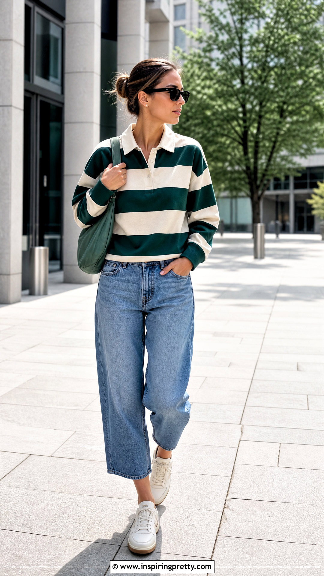 Rugby Top And Barrel Jeans Outfit - 50 aesthetic jeans top outfit ideas