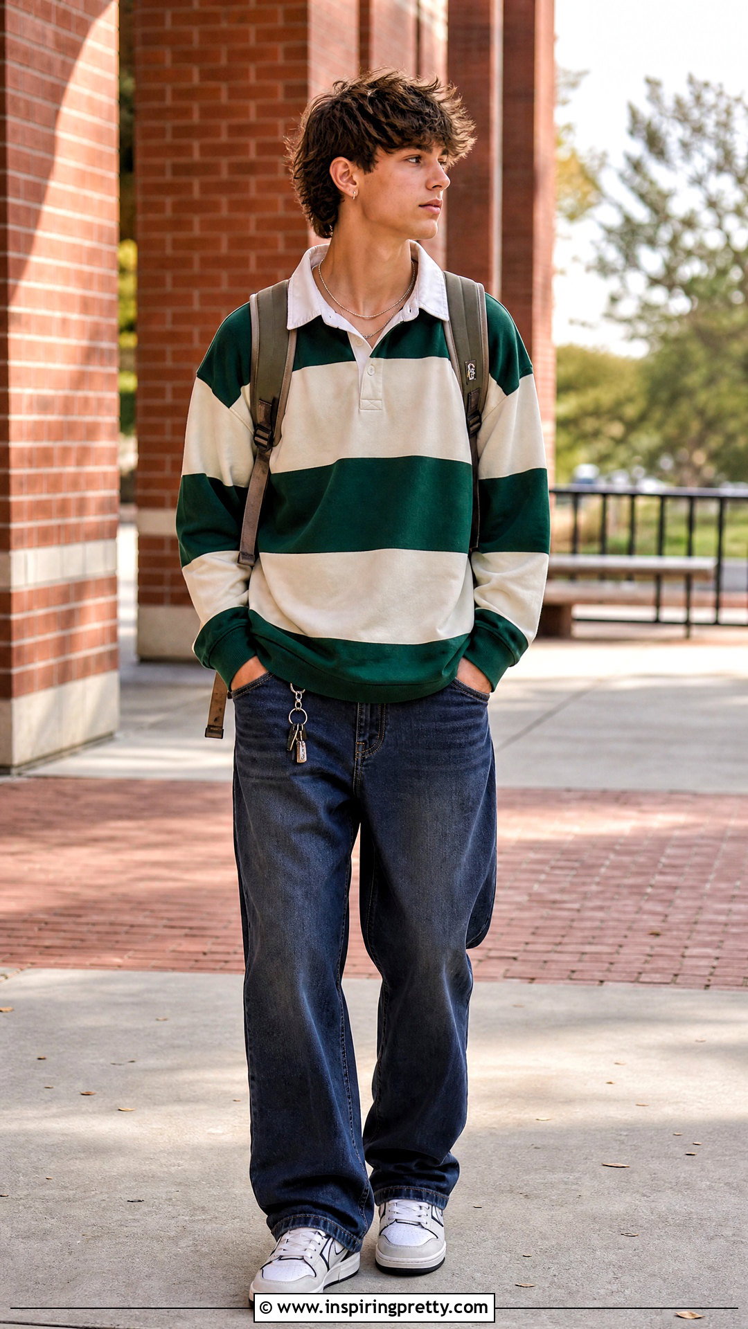 Rugby Top And Loose Jeans Outfit - 50 cute tops for school ideas