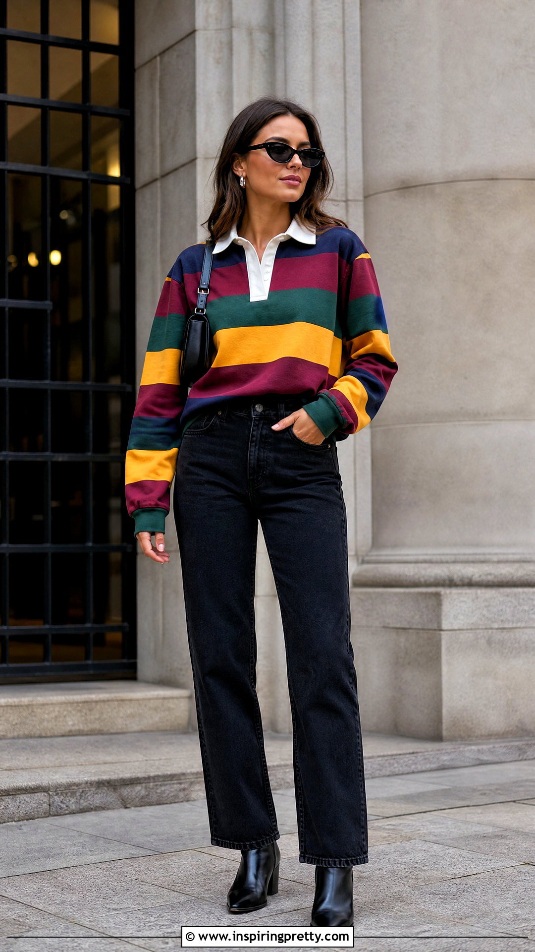Rugby Top With Black Jeans - 50 rugby top outfit women