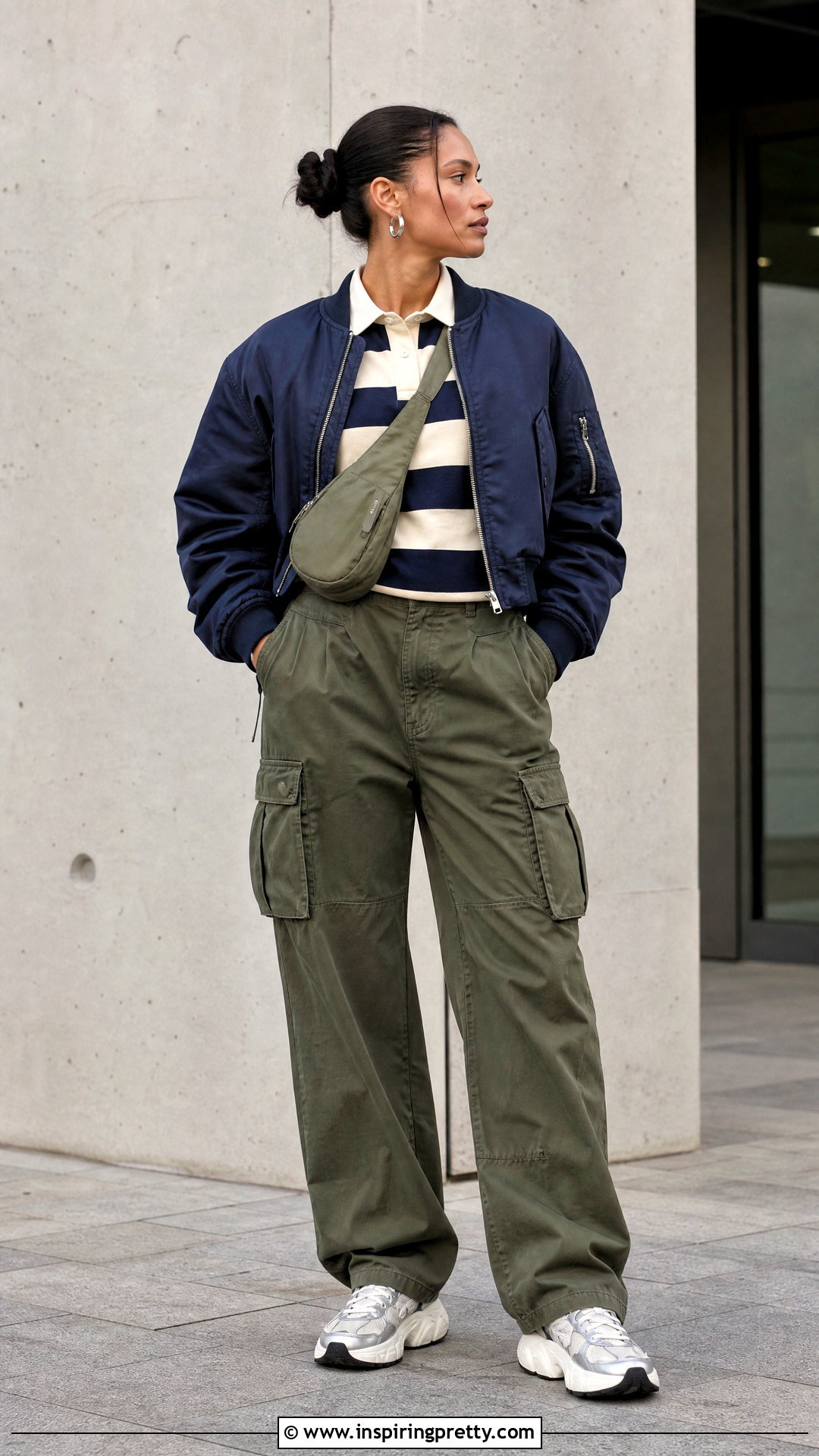 Rugby Top With Bomber Jacket And Cargo Pants - 50 rugby top outfit women