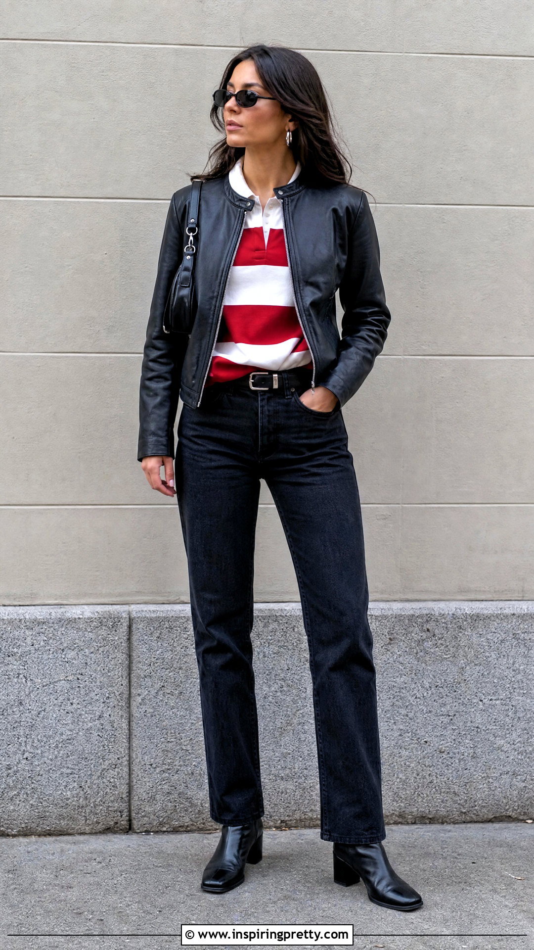 Rugby Top With Leather Jacket And Jeans - 50 rugby top outfit women