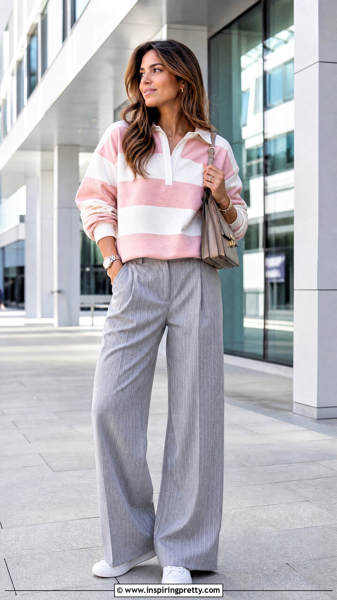 Rugby Top With Pinstripe Trousers - 50 rugby top outfit women