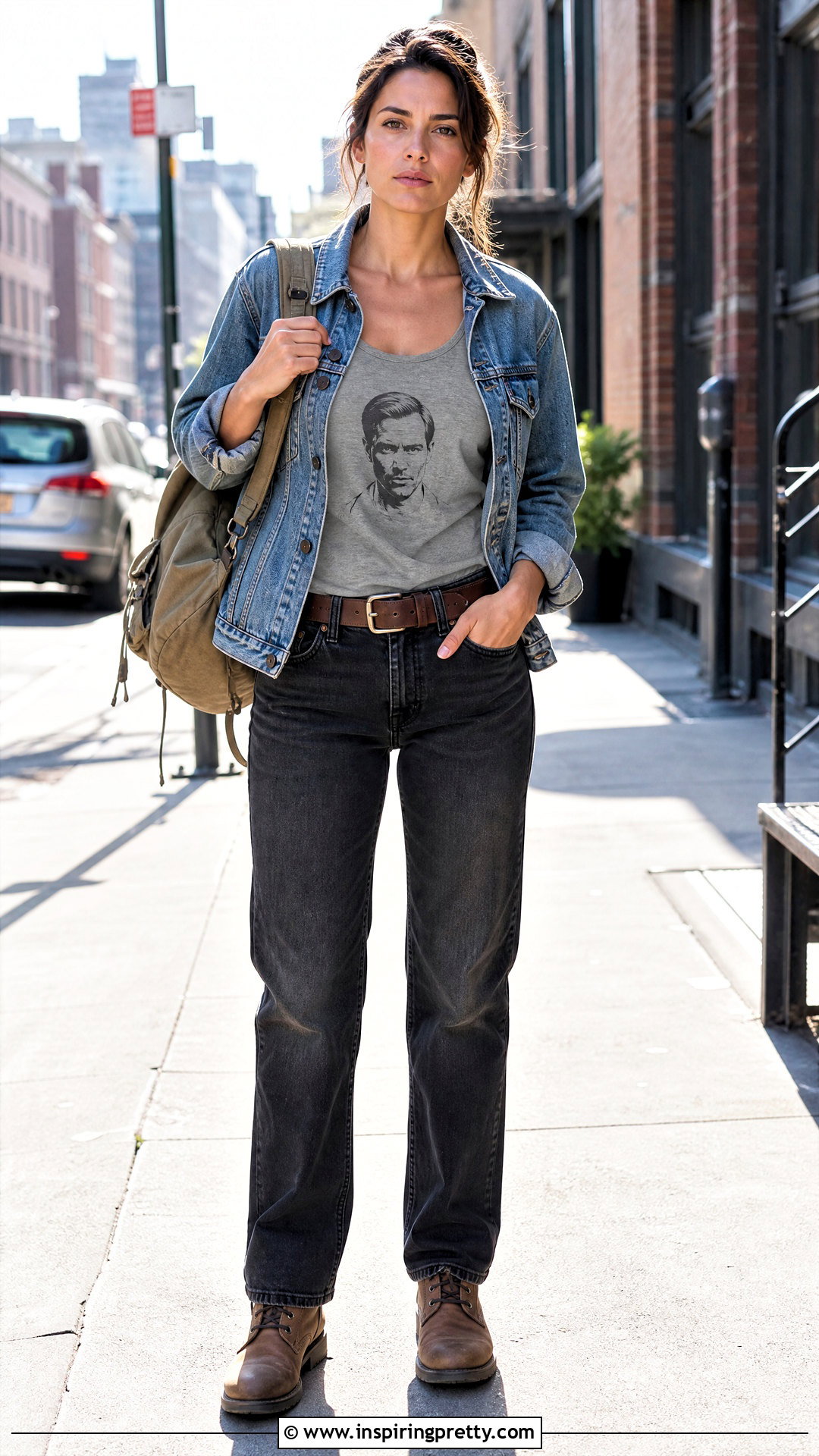 Rust Cohle Tank Top With Denim Jacket And Black Jeans - 20 Rust Cohle Tank Top outfit ideas